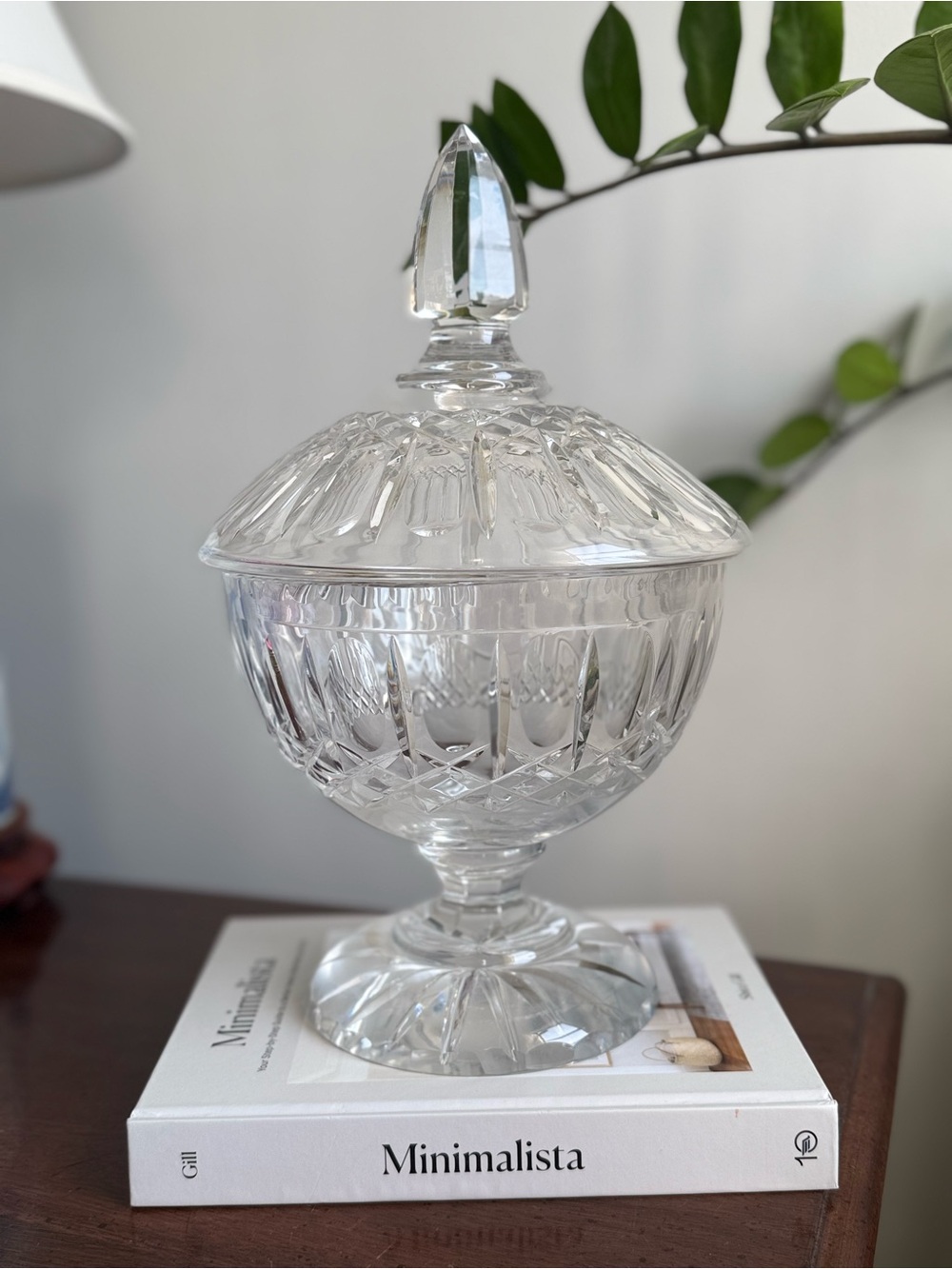 Cut Crystal Covered Compote - Clear Glass Candy Dish
